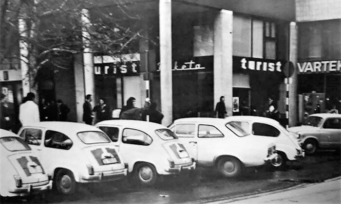 Turist biro "Rakete" na Trgu sedamdesete godine 20. veka (foto Aleksandar Ristić)