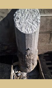 Orginalni malter se zadržao samo u dnu kratkog betonskog stuba