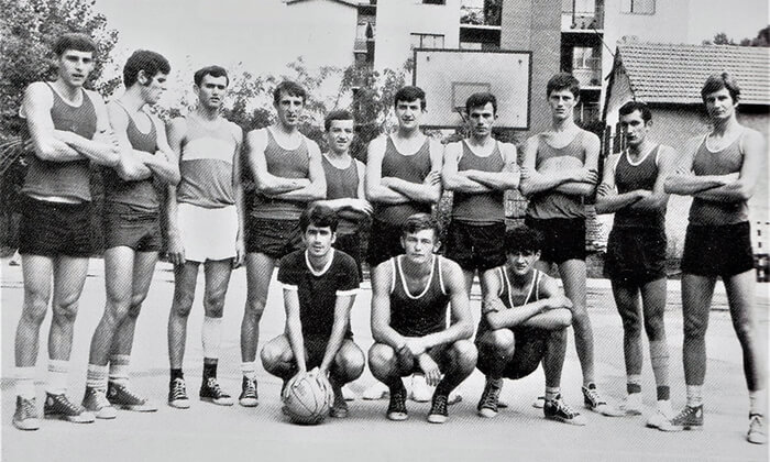 Na Vlajkovom stadionu užički košarkaši, druga polovina šezdesetih