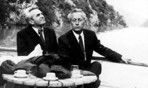 . Dva posebna užička profesora s desna Vukašin Šumanac i moj otac Vlajko Kovačević. na jezeru Perućac.