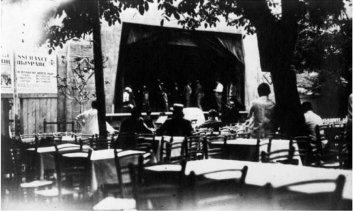 Kafane i kafanske kao “Grbiča arena” bašte u vremenu između dva sv. rata Užicu su bile neodvojive od putujućih pozorišta I bioskopa