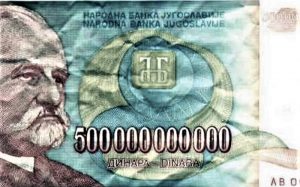 Petsto milijardi dinara s likom Jovana Jovanovića Zmaja iz 1993. godine